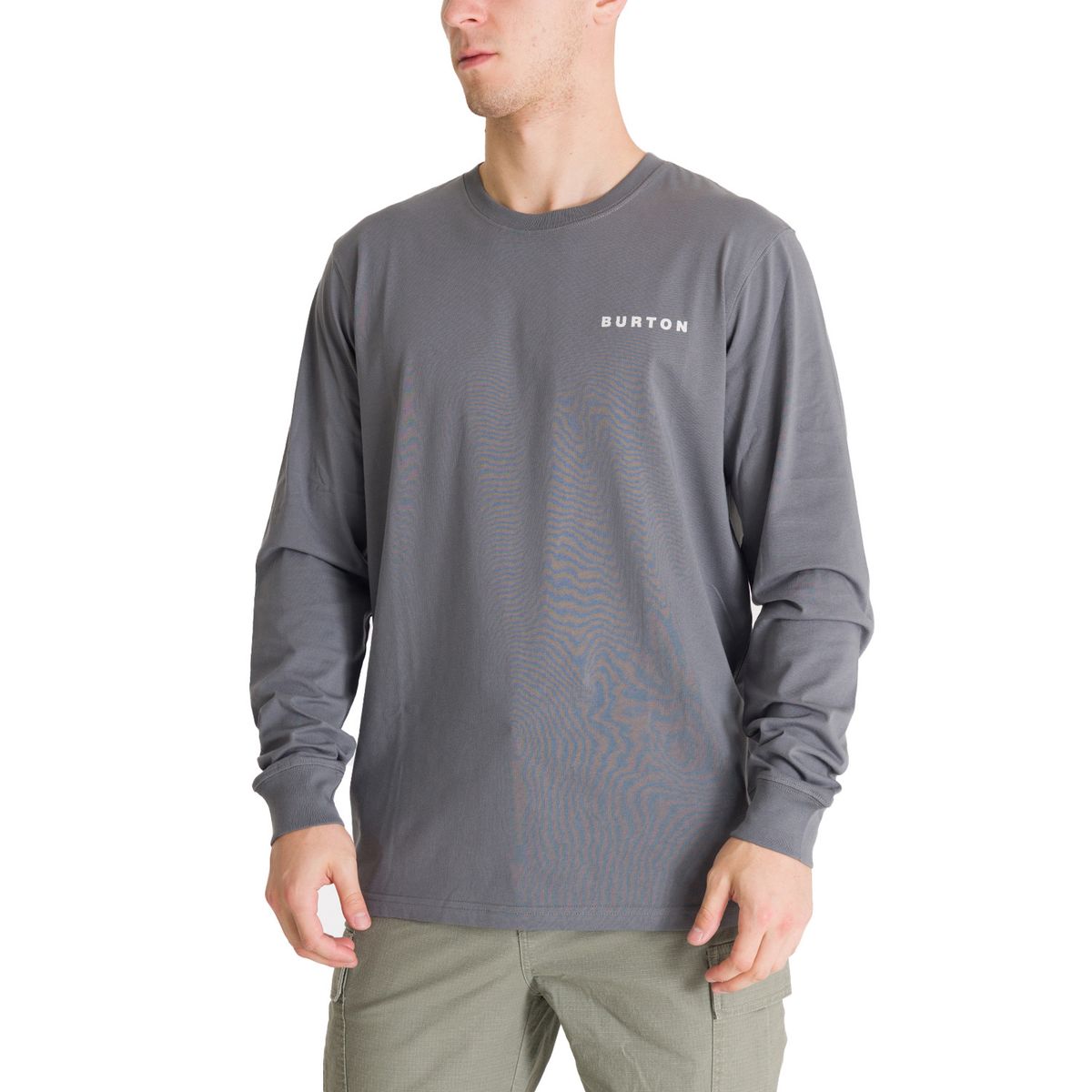 BURTON - Polera Manga Larga Hombre Mini Chest Logo Gris Burton BURTON