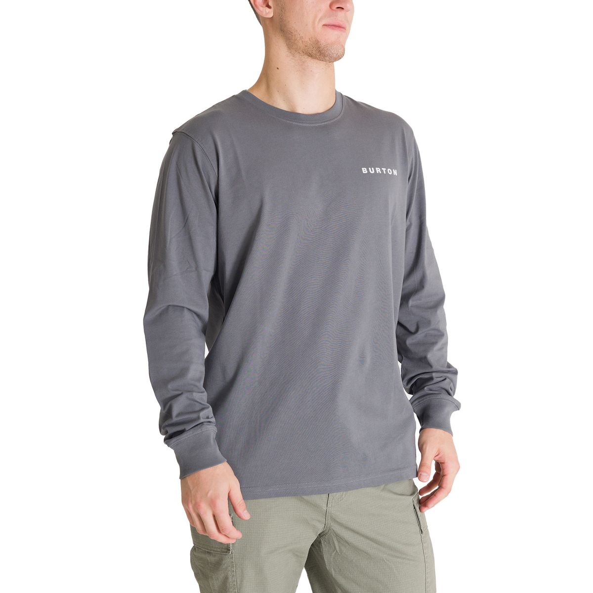 BURTON - Polera Manga Larga Hombre Mini Chest Logo Gris Burton BURTON