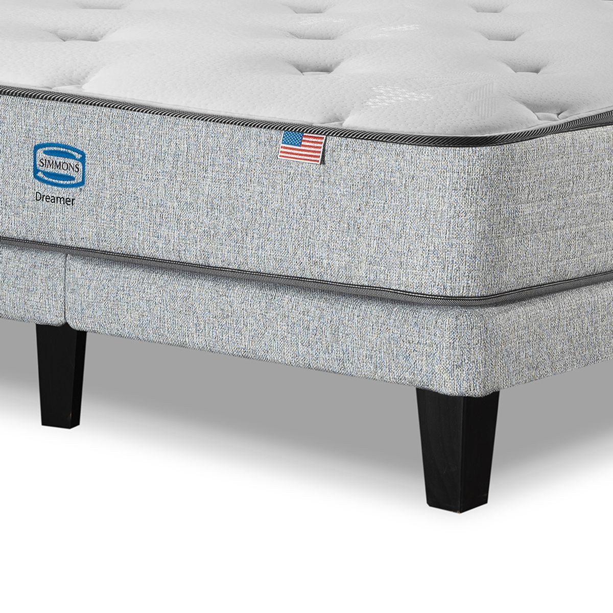 SIMMONS - Cama Europea Dreamer 1.5 Plazas respaldo Tibet plata