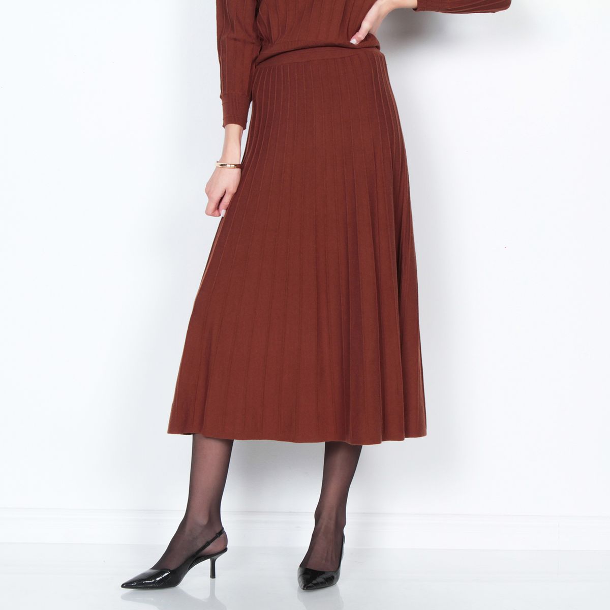 WADOS - FALDA TEJIDA SOLIDA CON CINTURA ELASTICADA