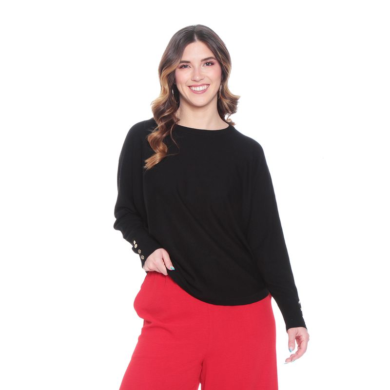 WADOS - SWEATER MANGA LARGA SOLIDO ESCOTE REDONDO