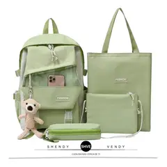 TIOZONEY - Mochila Escolar Set Juvenil Bolígrafo Verde Claro