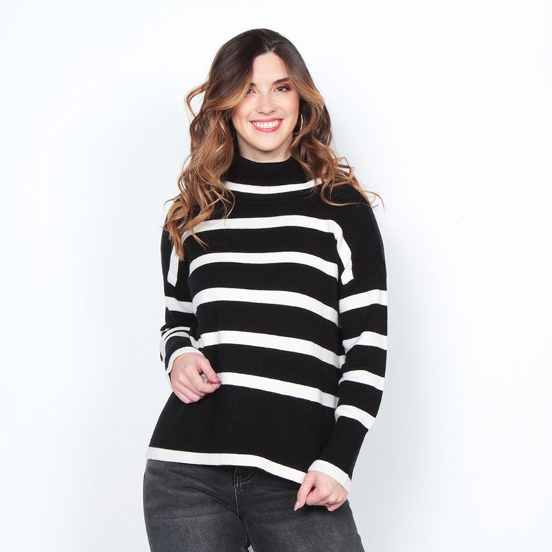 WADOS - SWEATER MANGA LARGA LISTADO CUELLO ALTO