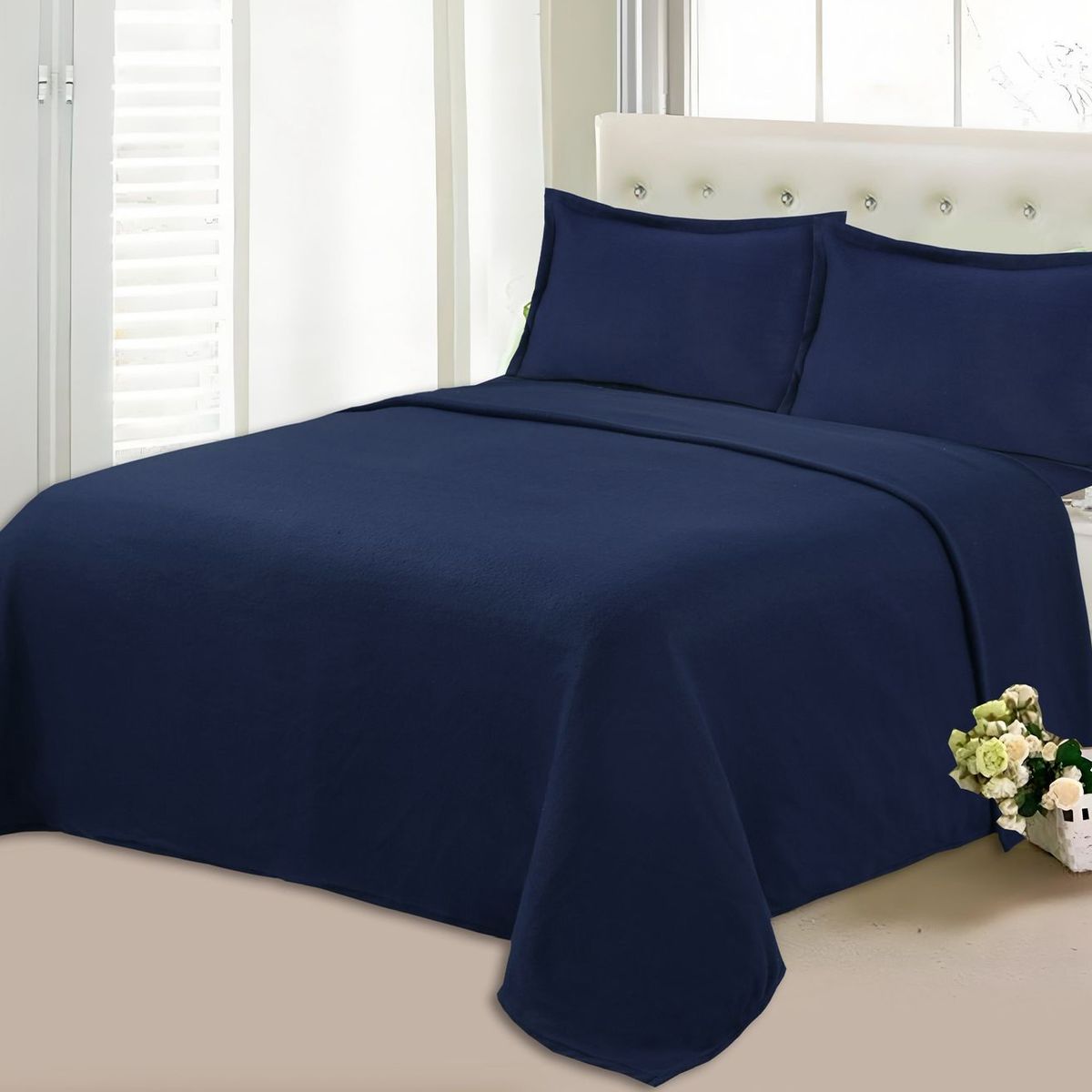 GENERICO - Juego de Sábanas Polar Invierno 2 Plazas - azul Alonso