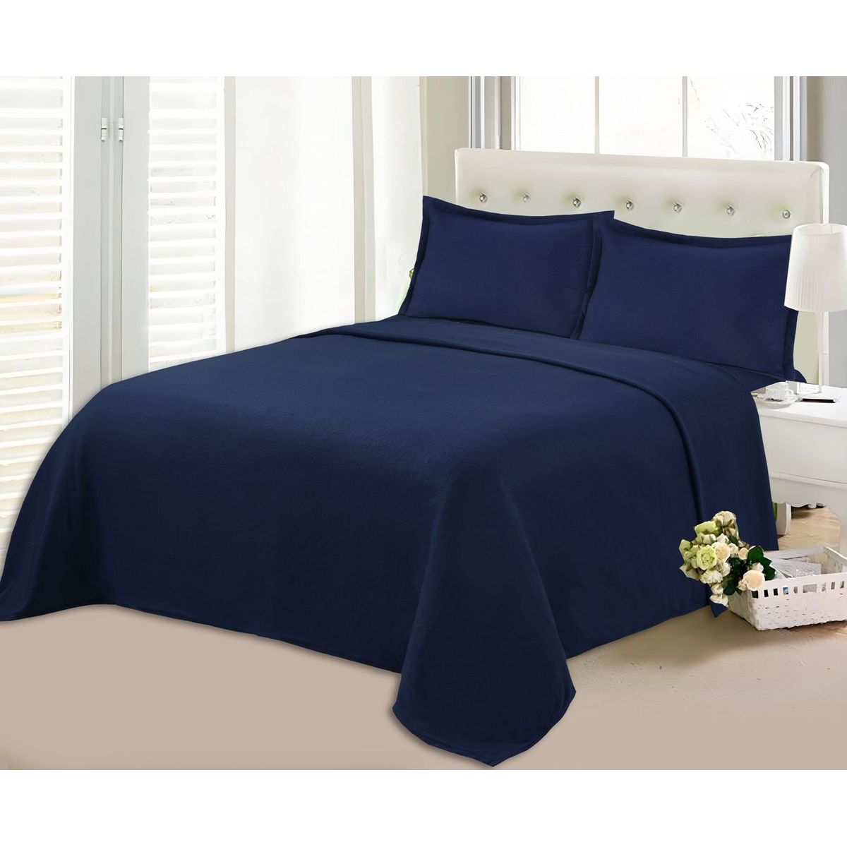 GENERICO - Juego de Sábanas Polar Invierno 2 Plazas - azul Alonso