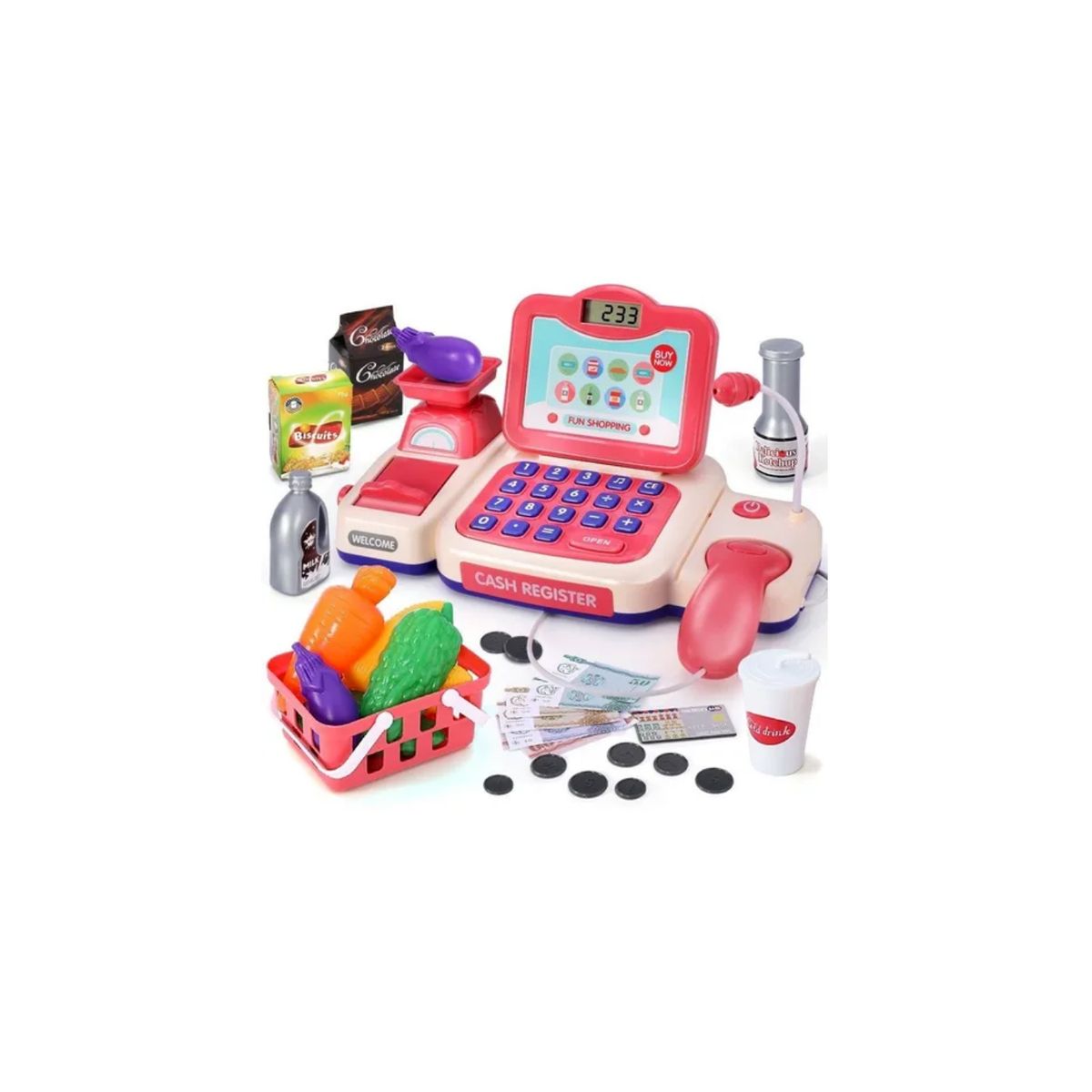 GENERICO - Juguete Caja Registradora Supermercado Rosada - SC