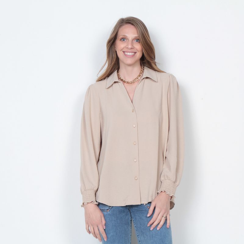 WADOS - BLUSA MANGA LARGA ABOTONADA EN EL DELATERO Y PU?O ELASTIDO