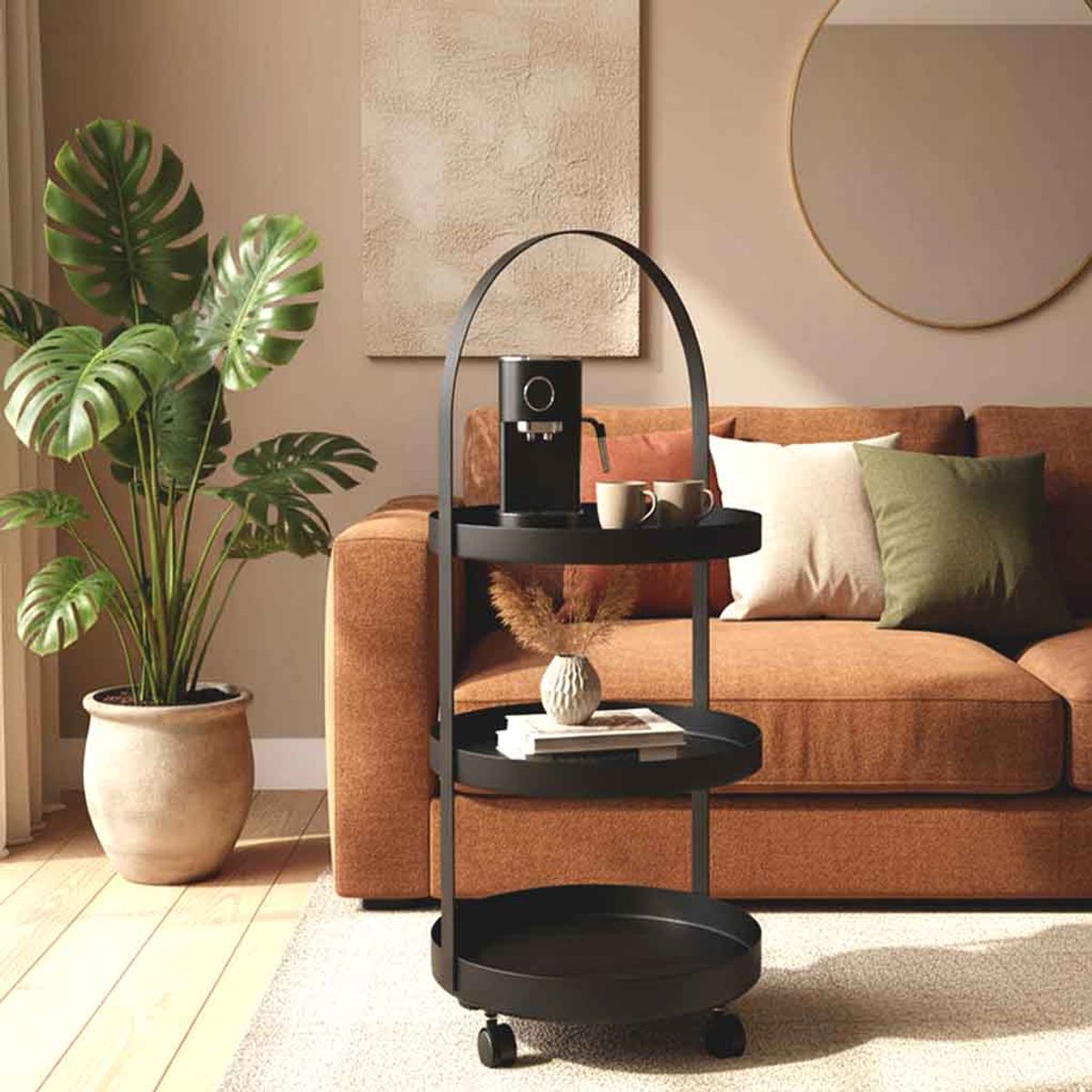 LIVING MARKET - Carro Organizador Bar Metálico Lunden 32x94 Hecho a Mano