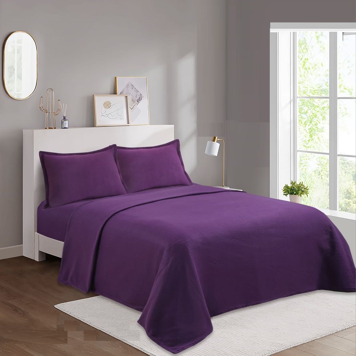 GENERICO - Juego de Sábanas Polar Invierno 2 Plazas morado Alonso