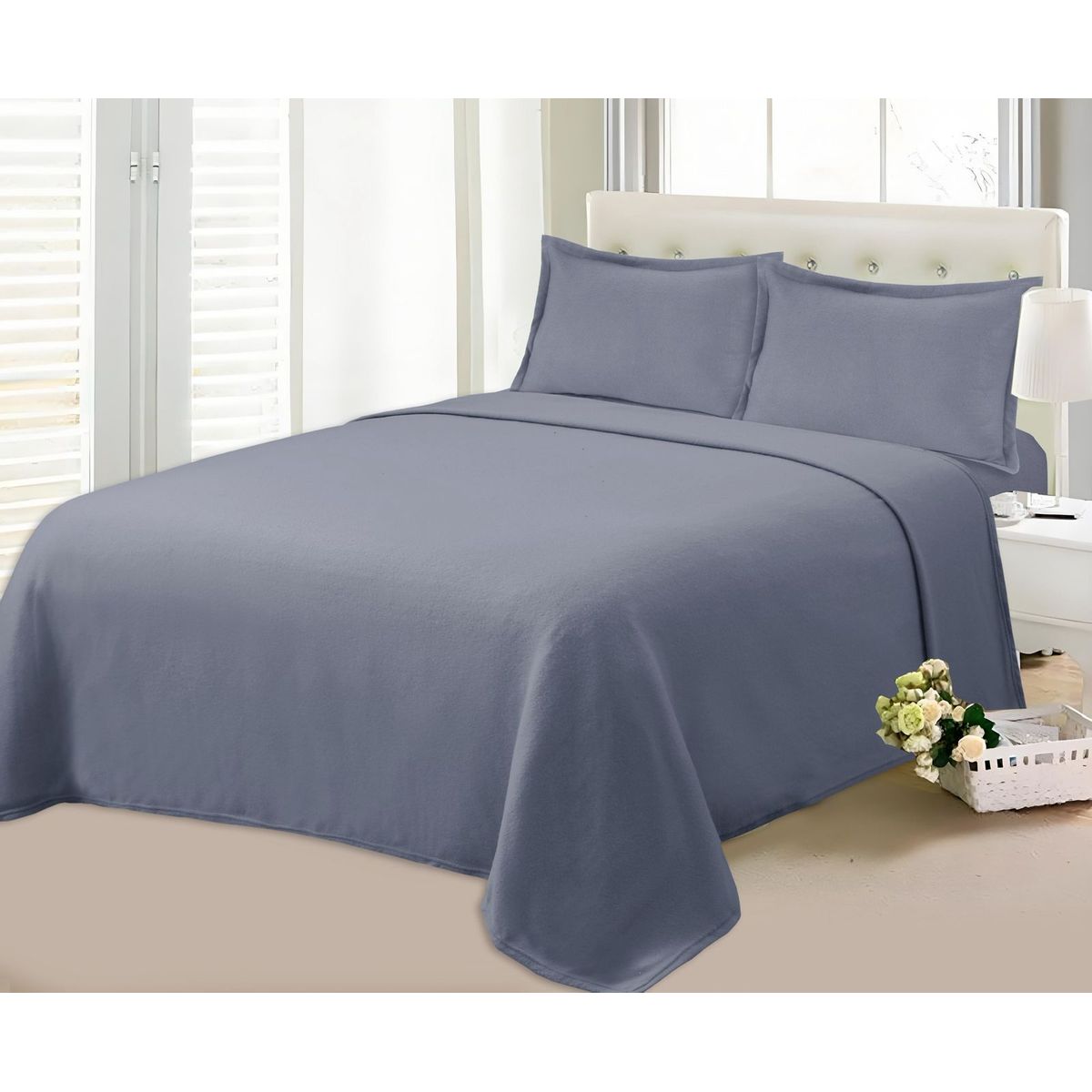 GENERICO - Juego de Sábanas Polar Invierno 2 Plazas gris Alonso