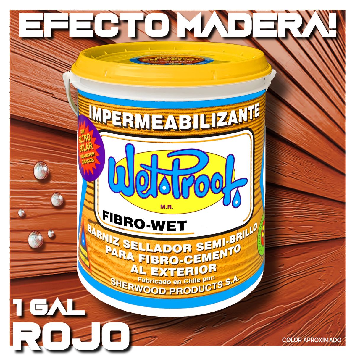 WETPROOF - BARNIZ FIBROCEMENTO SIDING IMPERMEABLE WET PROOF® FIBROWET ROJO 1 GAL