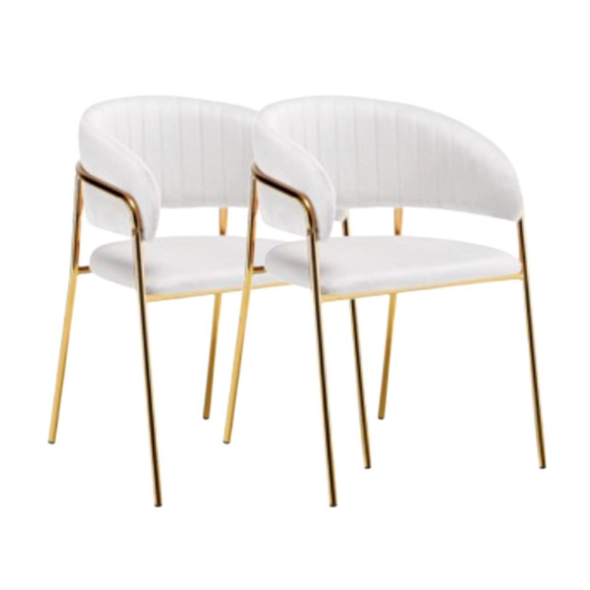 GENERICO - Pack 2 Sitial terciopelo patas doradas Glam- BlancoCrudo