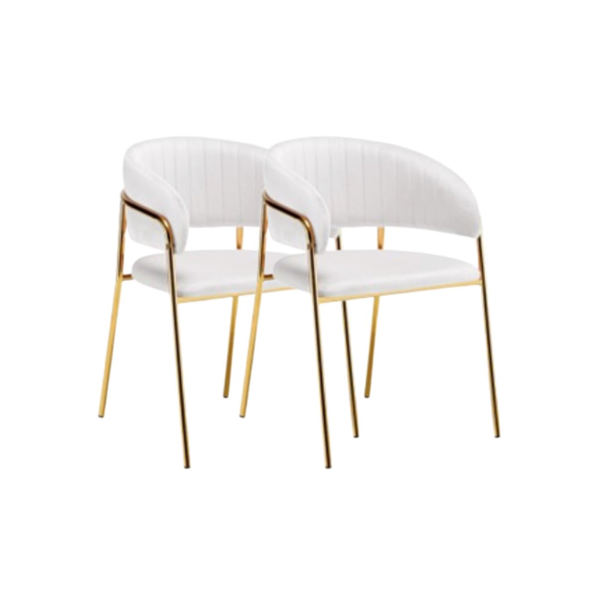 GENERICO - Pack 2 Sitial terciopelo patas doradas Glam- BlancoCrudo