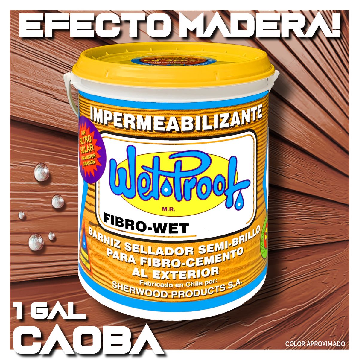 WETPROOF - BARNIZ FIBROCEMENTO SIDING IMPERMEABLE WET PROOF® FIBROWET CAOBA 1 GAL