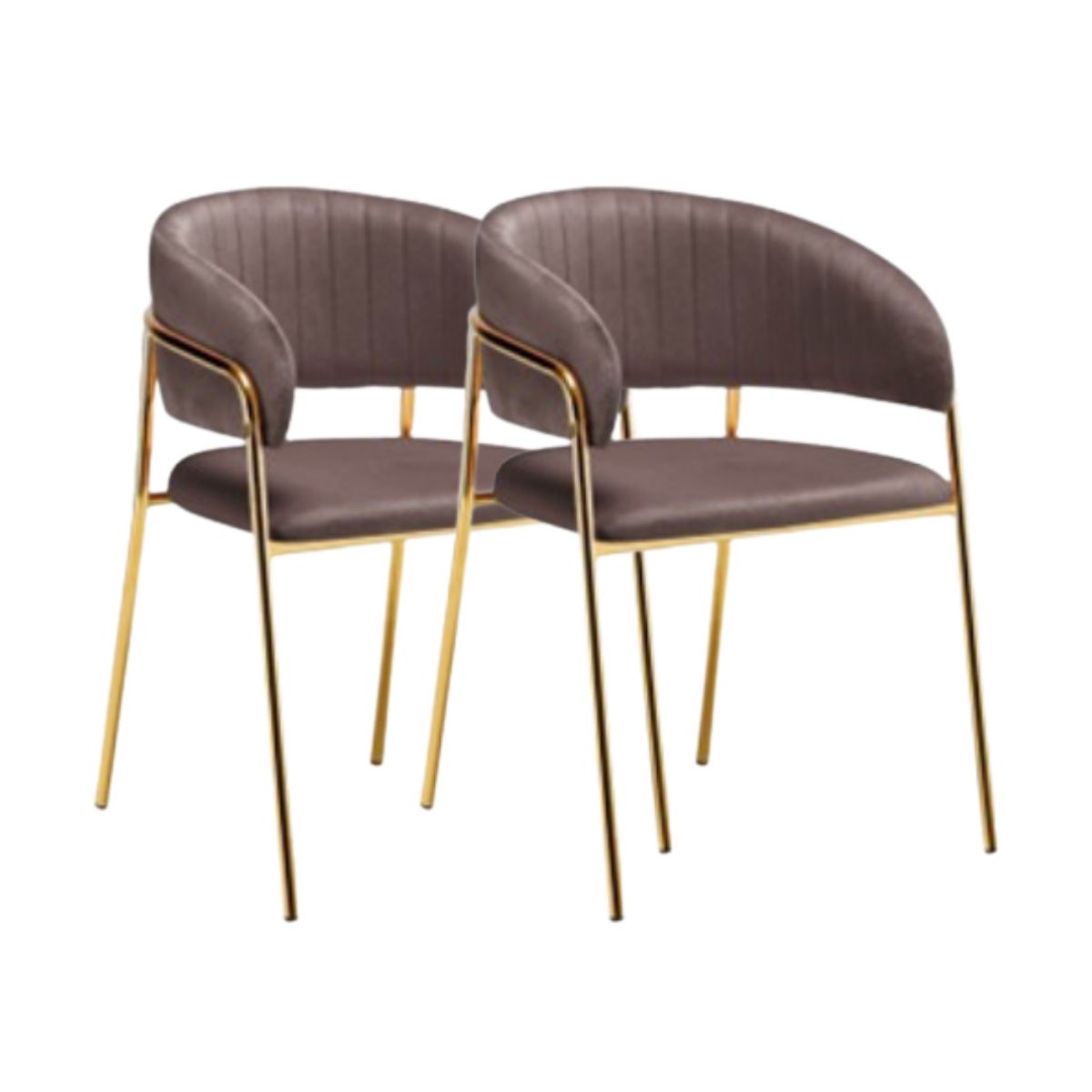 HABITA2 CHILE - Pack 2 Sitial terciopelo patas doradas Glam-Marrón