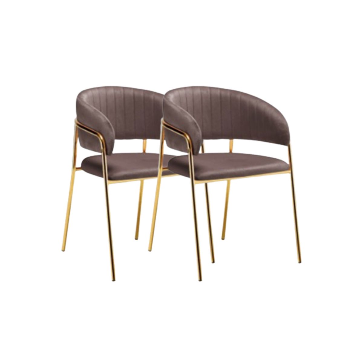 HABITA2 CHILE - Pack 2 Sitial terciopelo patas doradas Glam-Marrón