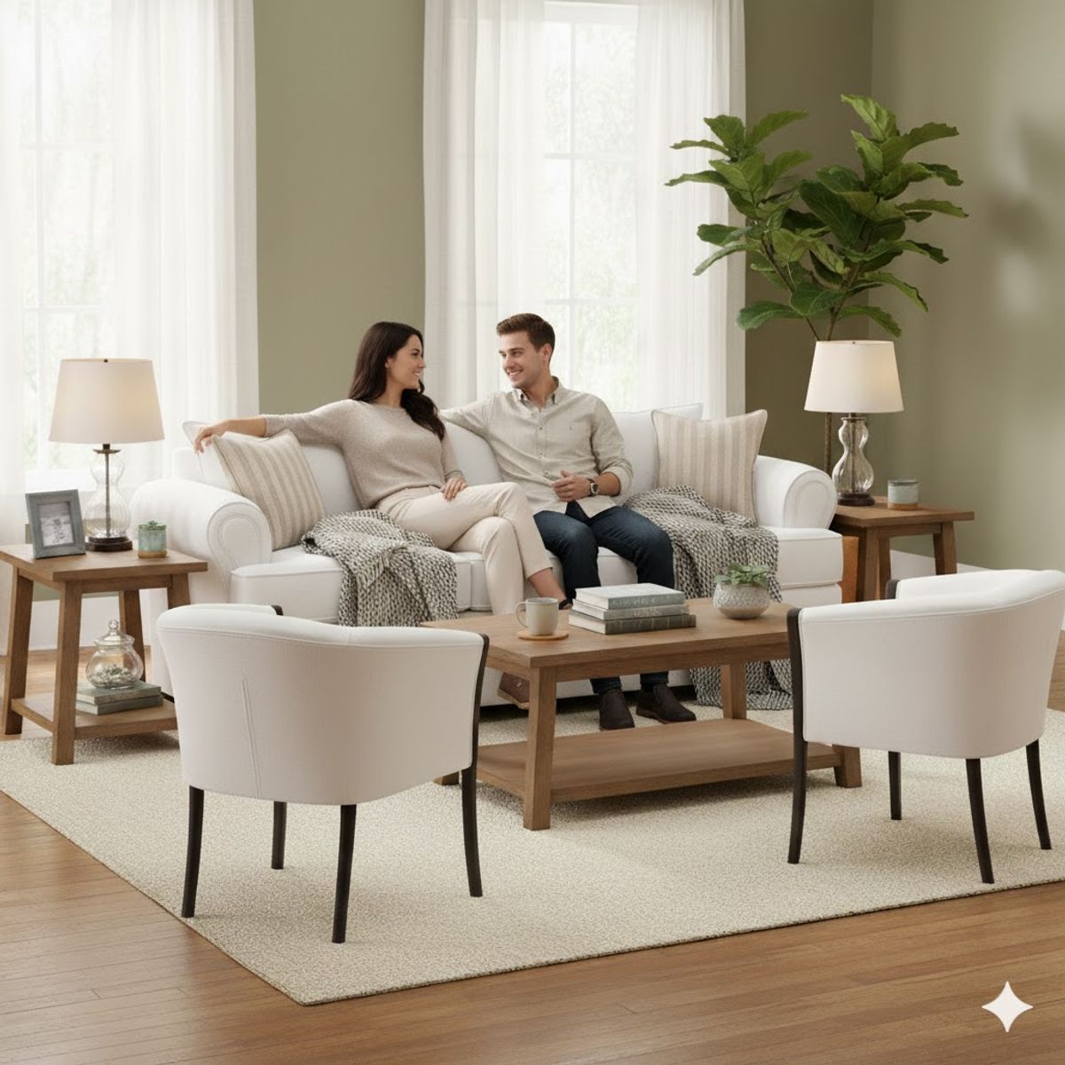 SITIAL HOME - Juego Living 311 Pastora blanco sofa 3 cuerpos resortes + 2 sitiales