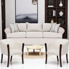 SITIAL HOME - Juego Living 311 Pastora blanco sofa 3 cuerpos resortes + 2 sitiales