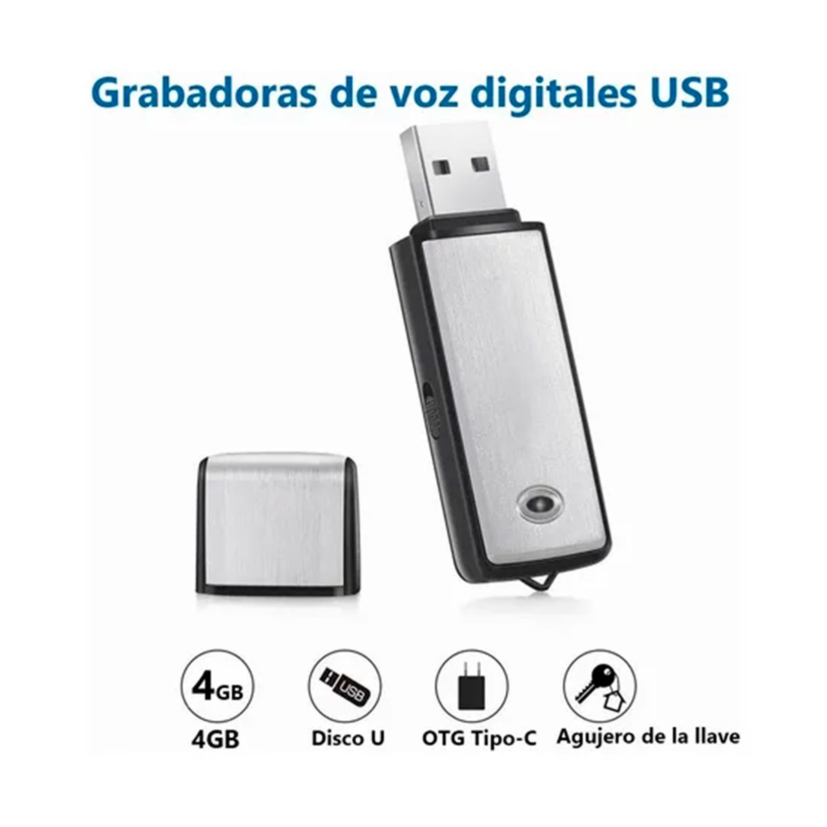 GENERICO - Micrófono Espía Grabadora De Voz Inalámbrico Usb 4 gb