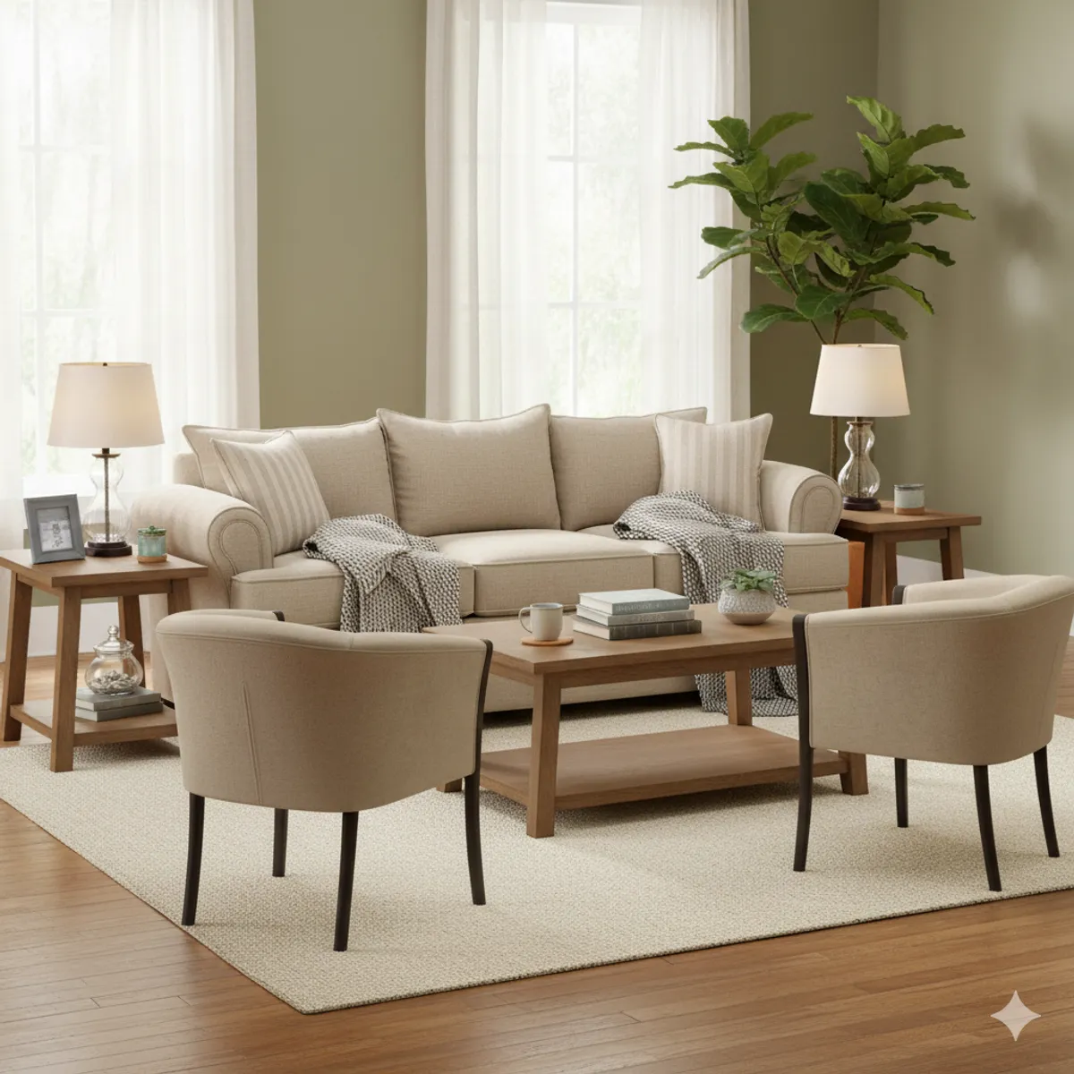 SITIAL HOME - Living 311 Pastora Beige claro sofa 3 cuerpos resortes  + 2 sitiales