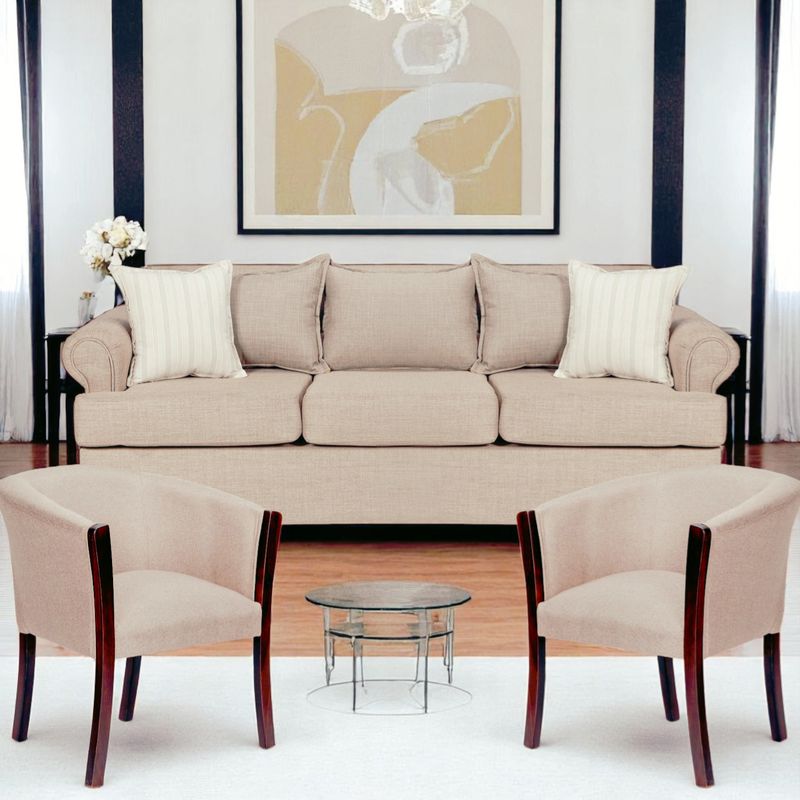SITIAL HOME - Juego Living 311 Pastora beige sofa 3 cuerpos resortes + 2 sitiales