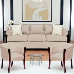 SITIAL HOME - Juego Living 311 Pastora beige sofa 3 cuerpos resortes + 2 sitiales