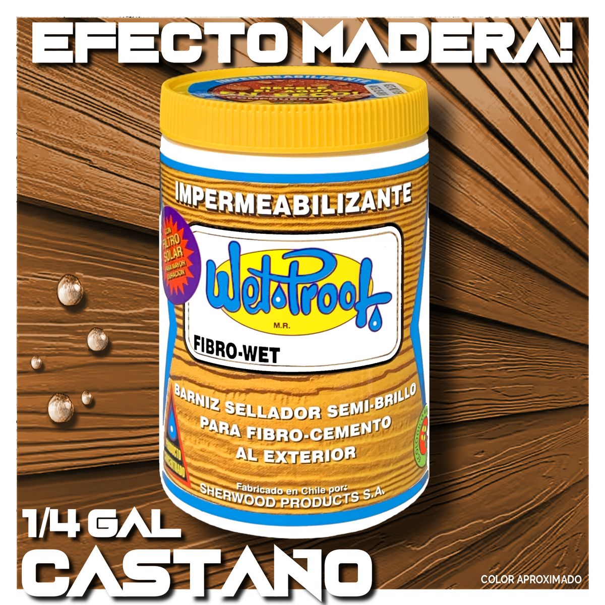 WETPROOF - BARNIZ IMPERMEABILIZANTE FIBROCEMENTO WET PROOF® FIBROWET CASTAÑO 1-4G