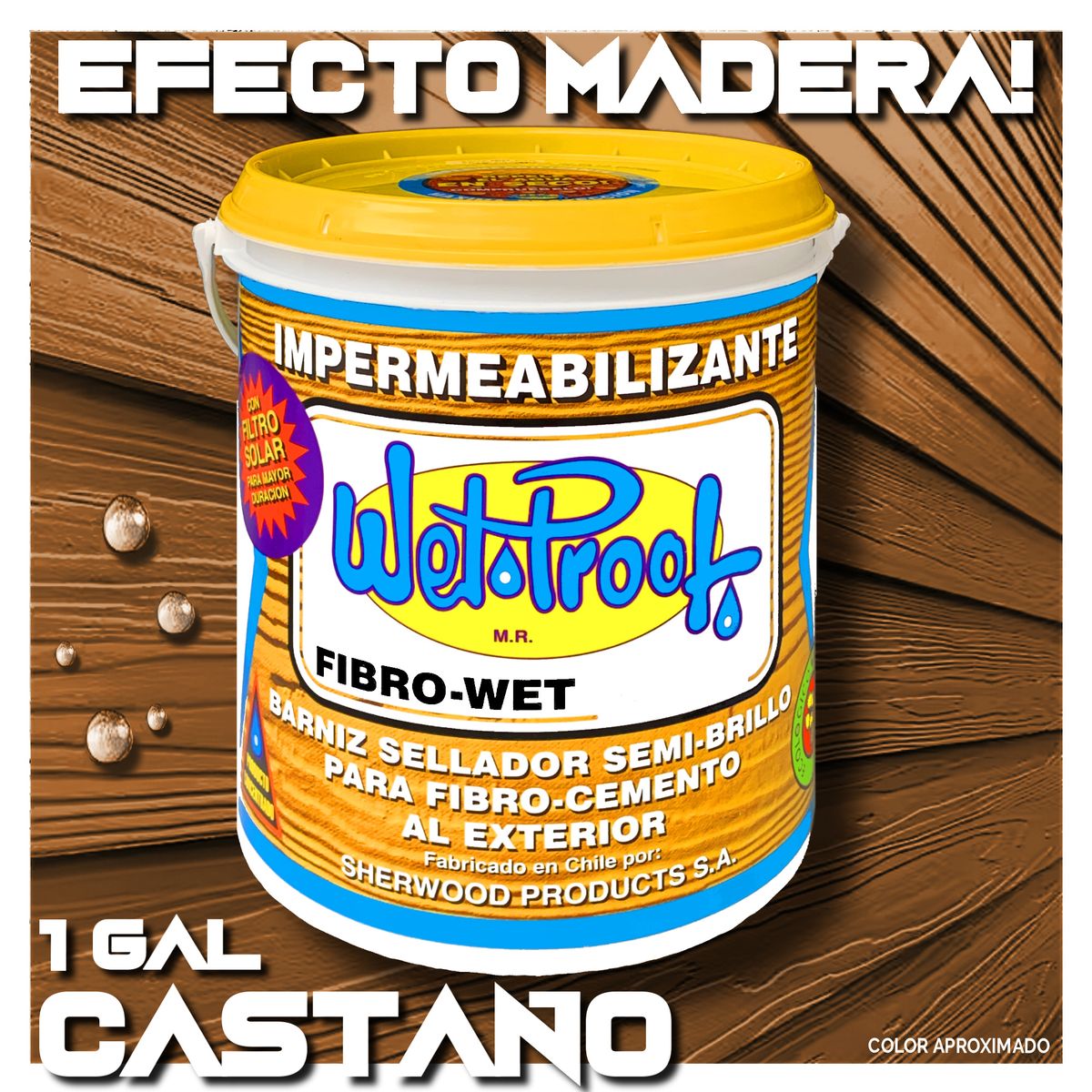 WETPROOF - BARNIZ IMPERMEABILIZANTE FIBROCEMENTO WET PROOF® FIBROWET CASTAÑO 1 GL