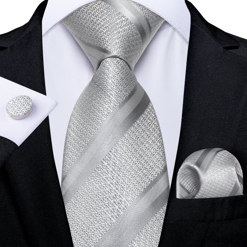 SN SONEC - Set Corbata Hombre Seda con Pañuelo Colleras Modelos Un Tono En Caja