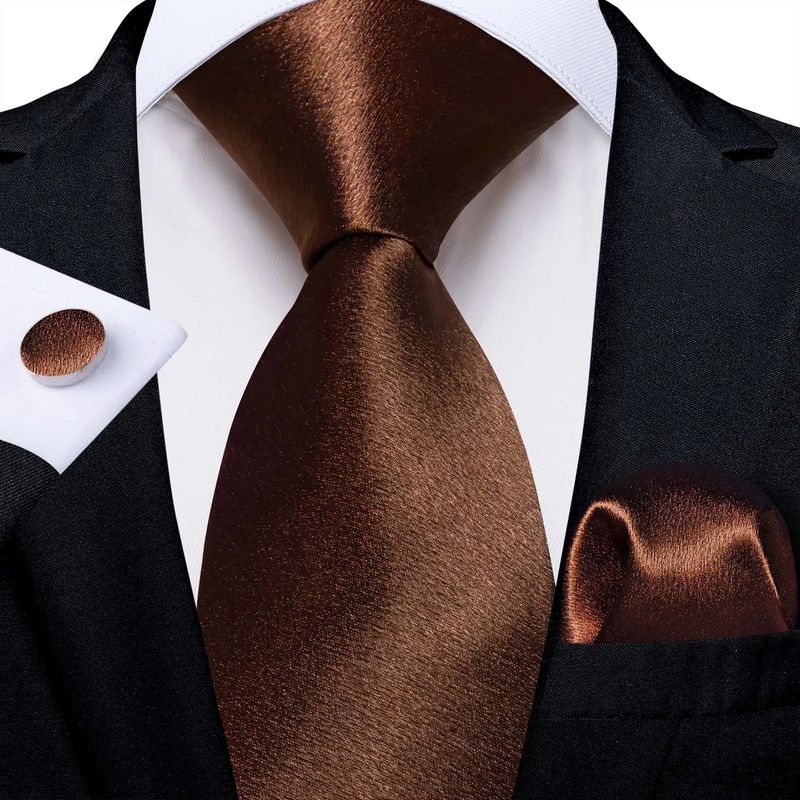 SN SONEC - Set Corbata Hombre Seda con Pañuelo Colleras Modelos Un Tono En Caja