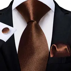 SN SONEC - Set Corbata Hombre Seda con Pañuelo Colleras Modelos Un Tono En Caja