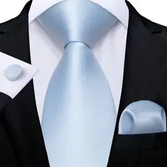 SN SONEC - Set Corbata Hombre Seda con Pañuelo Colleras Modelos Un Tono En Caja