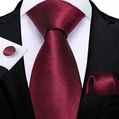 SN SONEC - Set Corbata Hombre Seda con Pañuelo Colleras Modelos Un Tono En Caja