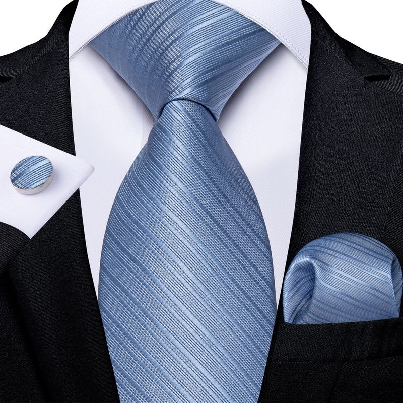 SN SONEC - Set Corbata Hombre Seda con Pañuelo Colleras Modelos Un Tono En Caja
