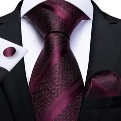 SN SONEC - Set Corbata Hombre Seda con Pañuelo Colleras Modelos Un Tono En Caja