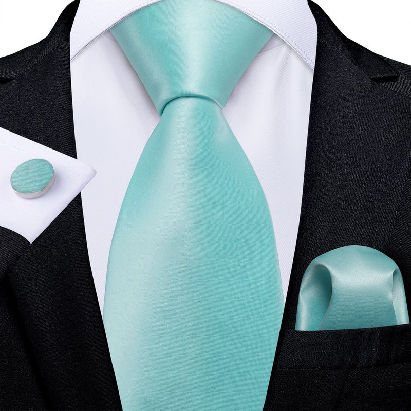 SN SONEC - Set Corbata Hombre Seda con Pañuelo Colleras Modelos Un Tono En Caja
