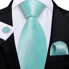 SN SONEC - Set Corbata Hombre Seda con Pañuelo Colleras Modelos Un Tono En Caja