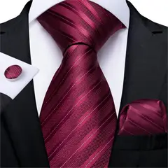 SN SONEC - Set Corbata Hombre Seda con Pañuelo Colleras Modelos Un Tono En Caja