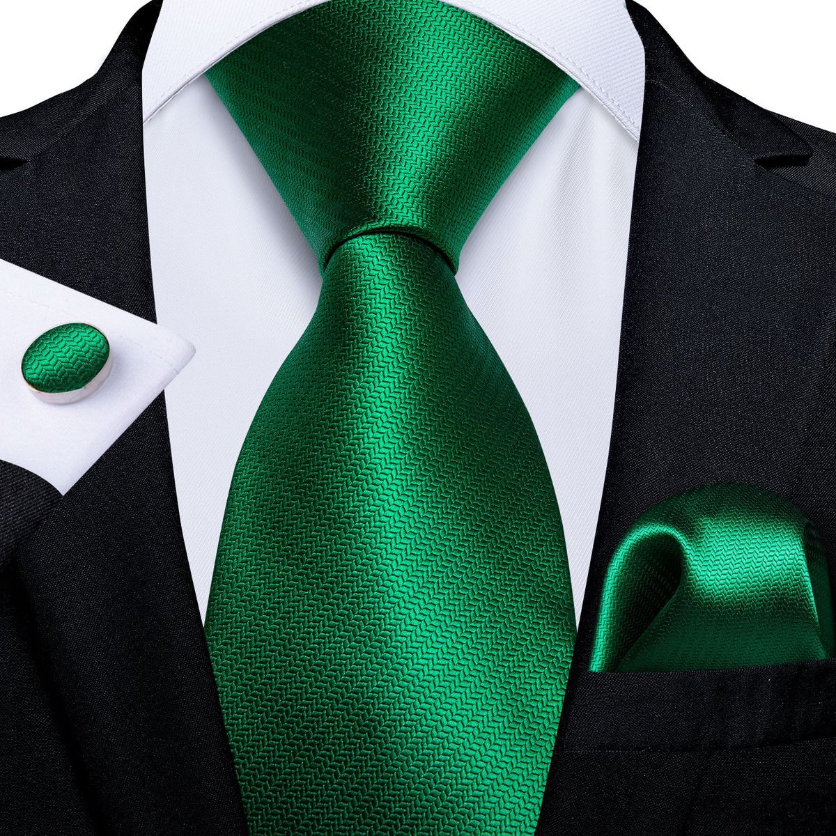 SN SONEC - Set Corbata Hombre Seda con Pañuelo Colleras Modelos Un Tono En Caja