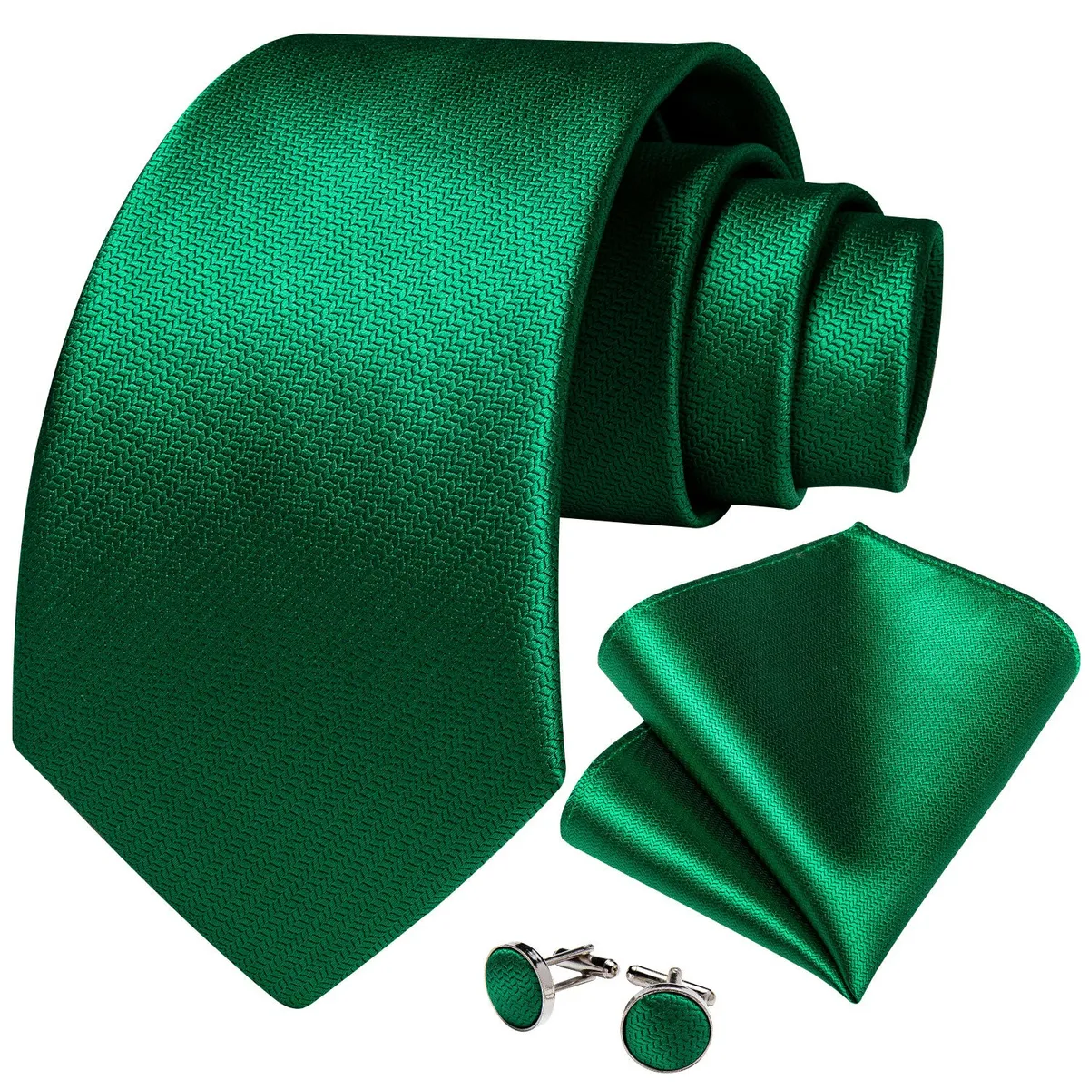 SN SONEC - Set Corbata Hombre Seda con Pañuelo Colleras Modelos Un Tono En Caja