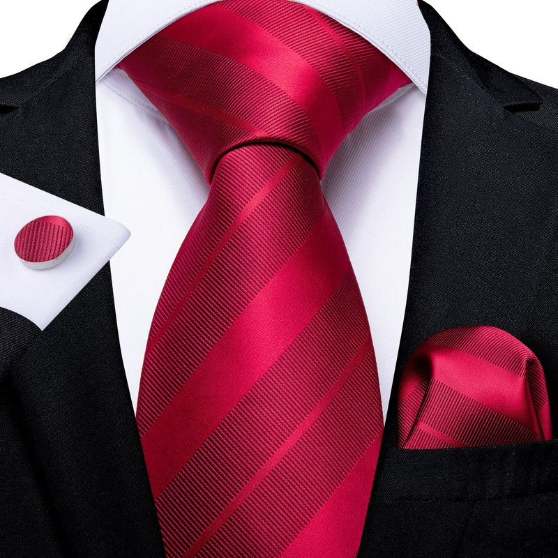 SN SONEC - Set Corbata Hombre Seda con Pañuelo Colleras Modelos Un Tono En Caja