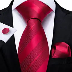 SN SONEC - Set Corbata Hombre Seda con Pañuelo Colleras Modelos Un Tono En Caja