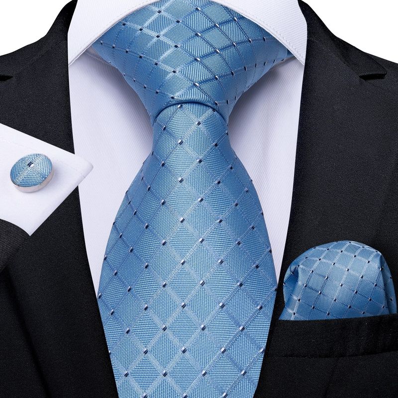 SN SONEC - Set Corbata Hombre Seda con Pañuelo Colleras Modelos Un Tono En Caja