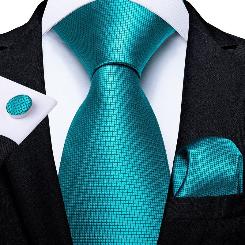 SN SONEC - Set Corbata Hombre Seda con Pañuelo Colleras Modelos Un Tono En Caja