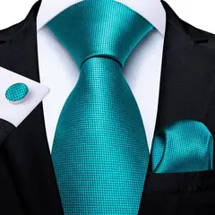 SN SONEC - Set Corbata Hombre Seda con Pañuelo Colleras Modelos Un Tono En Caja