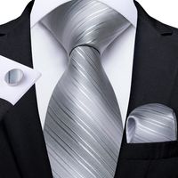 Set Corbata Hombre Seda con Pañuelo Colleras Modelos Un Tono En Caja