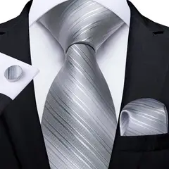 SN SONEC - Set Corbata Hombre Seda con Pañuelo Colleras Modelos Un Tono En Caja