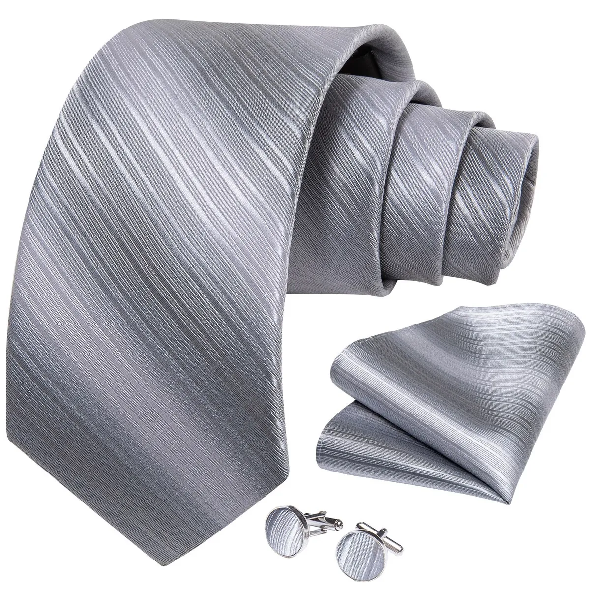 SN SONEC - Set Corbata Hombre Seda con Pañuelo Colleras Modelos Un Tono En Caja