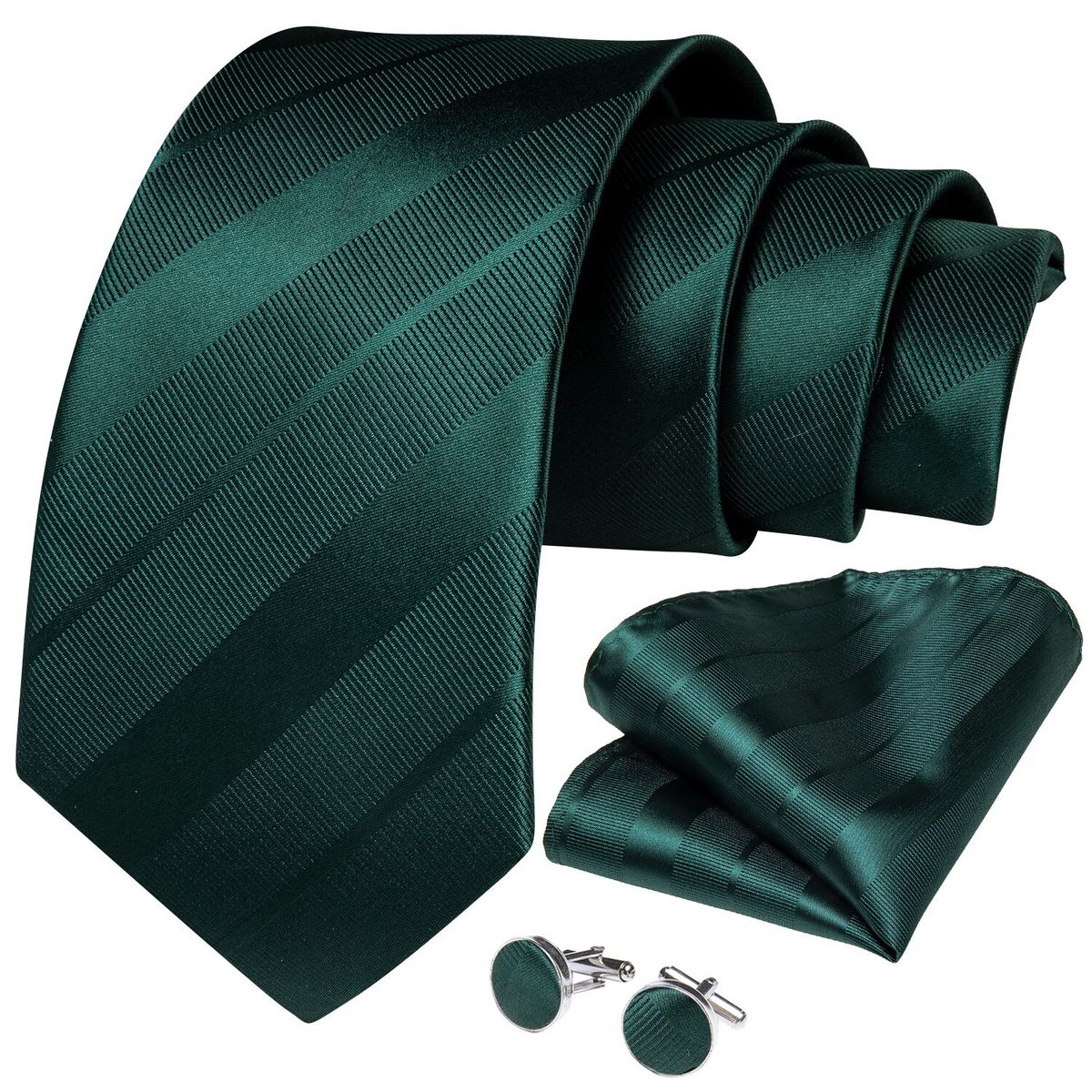 SN SONEC - Set Corbata Hombre Seda con Pañuelo Colleras Modelos Un Tono En Caja