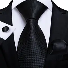 SN SONEC - Set Corbata Hombre Seda con Pañuelo Colleras Modelos Un Tono En Caja